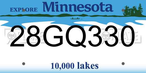 28GQ330 Minnesota License Plate