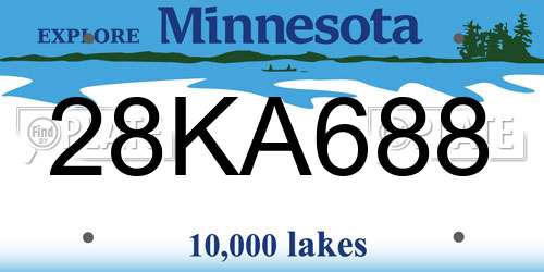 28KA688 Minnesota License Plate