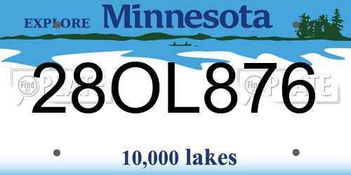 28OL876 Minnesota License Plate