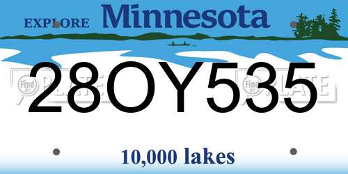 28OY535 Minnesota License Plate