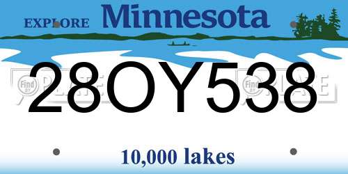 28OY538 Minnesota License Plate