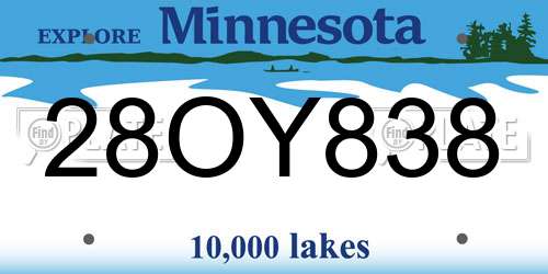 28OY838 Minnesota License Plate