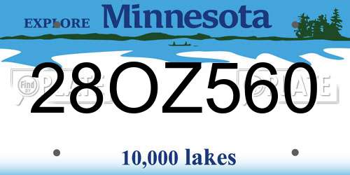 28OZ560 Minnesota License Plate