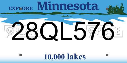 28QL576 Minnesota License Plate