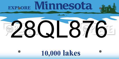 28QL876 Minnesota License Plate