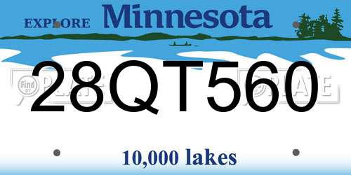 28QT560 Minnesota License Plate