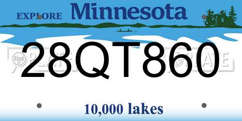 28QT860 Minnesota License Plate