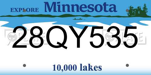28QY535 Minnesota License Plate