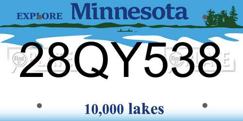 28QY538 Minnesota License Plate