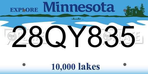 28QY835 Minnesota License Plate