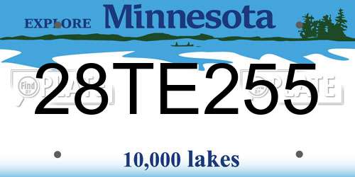 28TE255 Minnesota License Plate