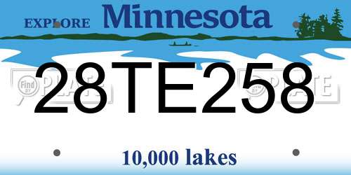 28TE258 Minnesota License Plate