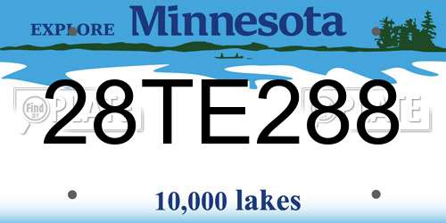 28TE288 Minnesota License Plate