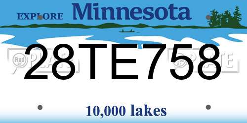 28TE758 Minnesota License Plate