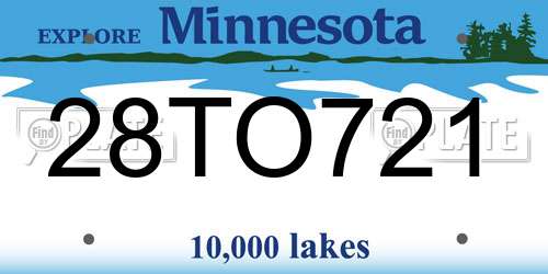 28TO721 Minnesota License Plate