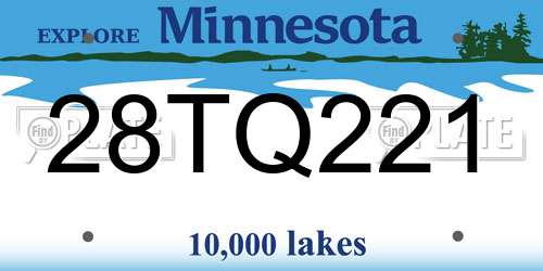 28TQ221 Minnesota License Plate