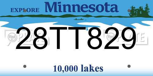 28TT829 Minnesota License Plate