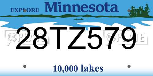 28TZ579 Minnesota License Plate