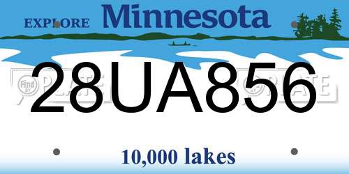 28UA856 Minnesota License Plate