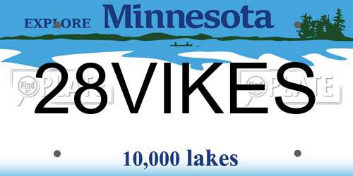 28VIKES Minnesota License Plate