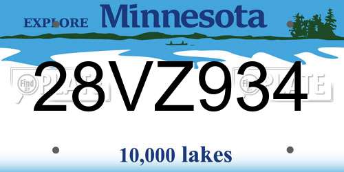 28VZ934 Minnesota License Plate