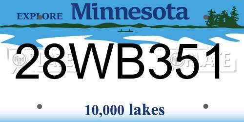28WB351 Minnesota License Plate