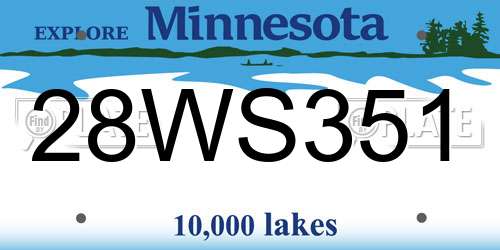 28WS351 Minnesota License Plate