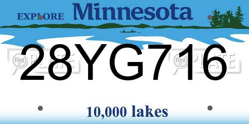 28YG716 Minnesota License Plate