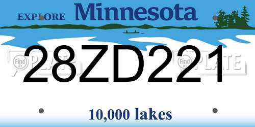 28ZD221 Minnesota License Plate