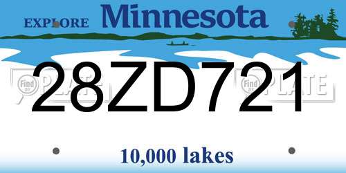 28ZD721 Minnesota License Plate