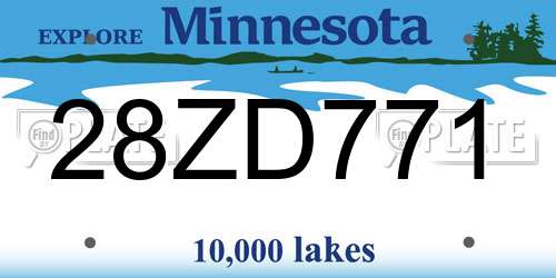28ZD771 Minnesota License Plate