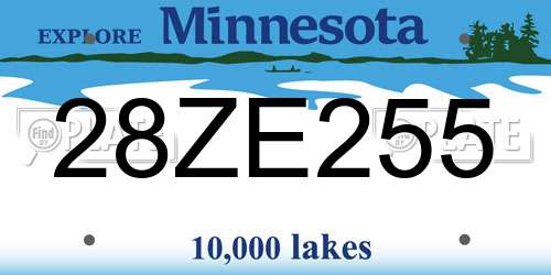 28ZE255 Minnesota License Plate