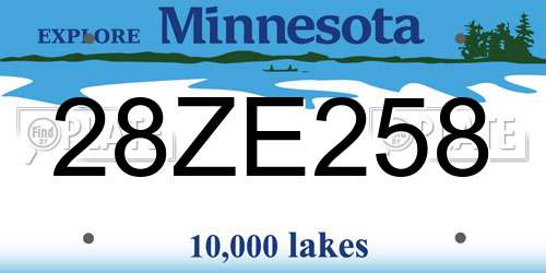 28ZE258 Minnesota License Plate
