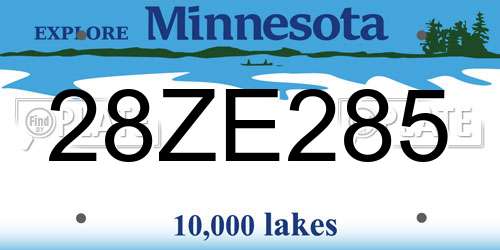 28ZE285 Minnesota License Plate