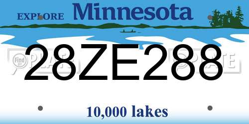 28ZE288 Minnesota License Plate