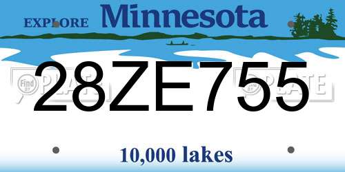 28ZE755 Minnesota License Plate