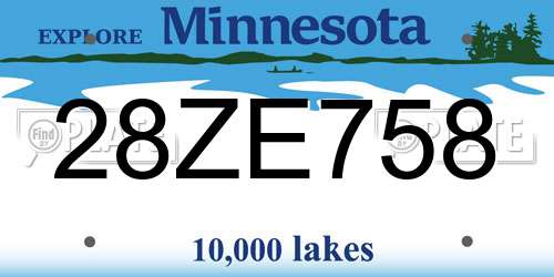 28ZE758 Minnesota License Plate