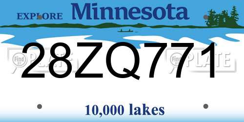 28ZQ771 Minnesota License Plate