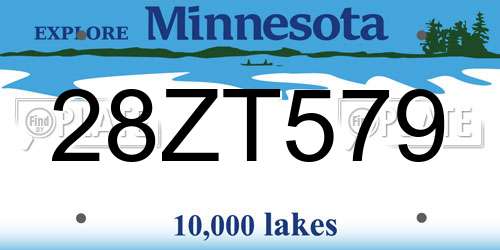 28ZT579 Minnesota License Plate