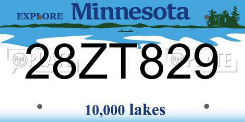 28ZT829 Minnesota License Plate