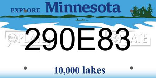 290E83 Minnesota License Plate
