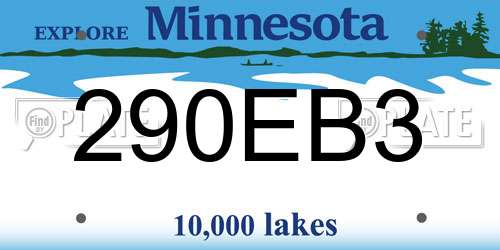 290EB3 Minnesota License Plate