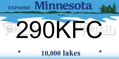 290KFC Minnesota License Plate