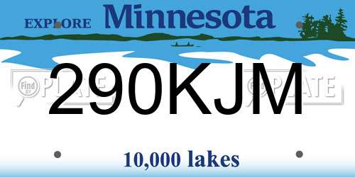290KJM Minnesota License Plate