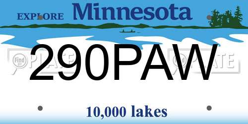 290PAW Minnesota License Plate