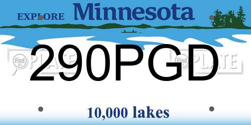 290PGD Minnesota License Plate