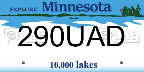 290UAD Minnesota License Plate