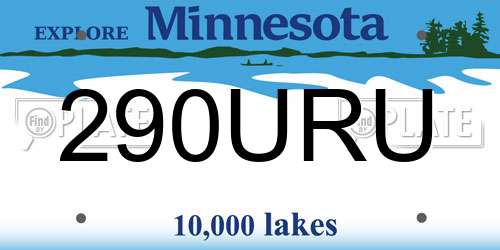 290URU Minnesota License Plate