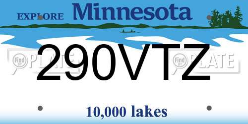 290VTZ Minnesota License Plate