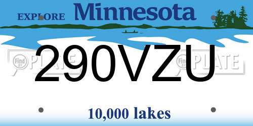 290VZU Minnesota License Plate